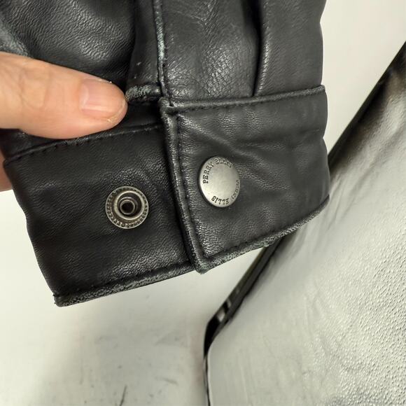 Perry Ellis Portfolio Mens Jacket XL Black Genuine Lambskin Leather Full Zip - Picture 6 of 9